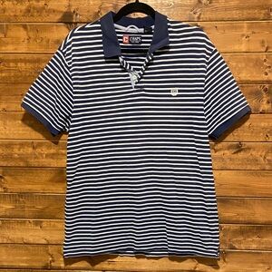 Chaps Men’s Navy & White Striped Polo Shirt | Size L
